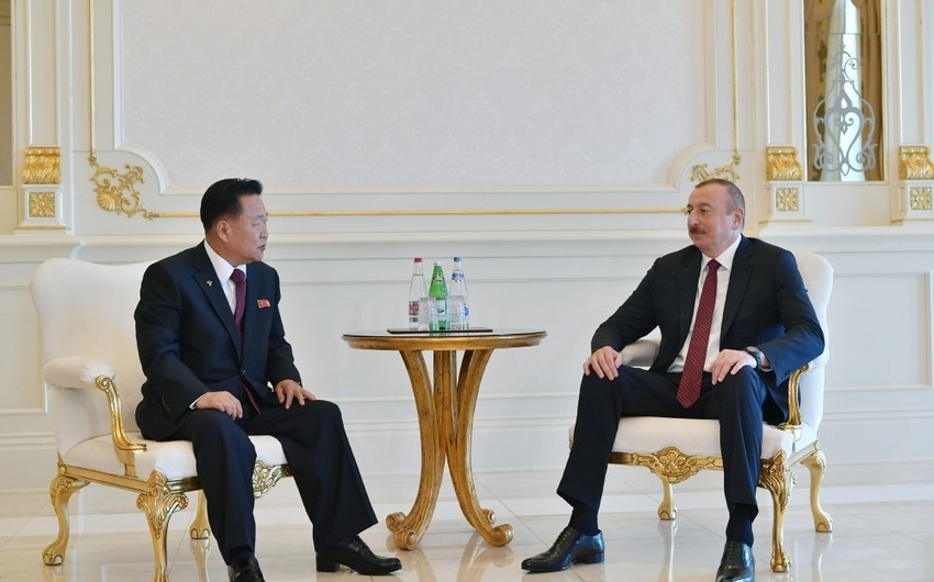 Prezident İlham Əliyev KXDR Ali Xalq Məclisinin Rəyasət Heyətinin sədrini qəbul edib - YENİLƏNİB