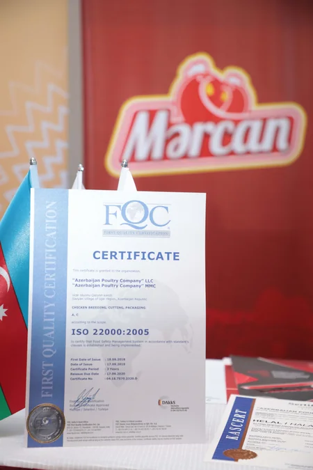 “Mərcan” məhsullarına yenilənmiş “Halallıq” və “İSO 22000” sertifikatları təqdim olunub - VİDEO