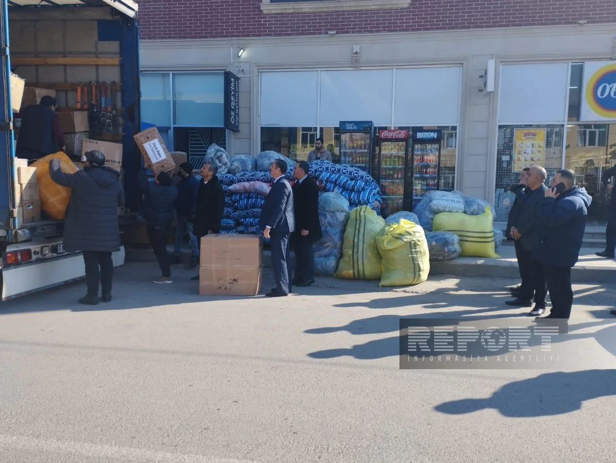 Neftçala və Salyandan Türkiyədə zəlzələdən zərərçəkənlərə 25 tonluq yardım göndərilib