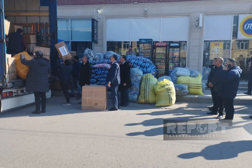 Neftçala və Salyandan Türkiyədə zəlzələdən zərərçəkənlərə 25 tonluq yardım göndərilib