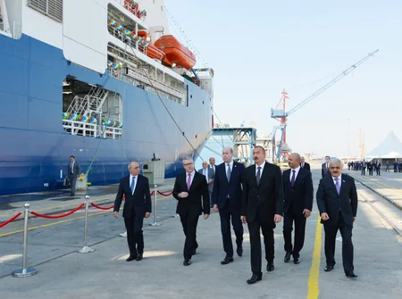 President Ilham Aliyev attends launch of Khankendi’ subsea construction vessel