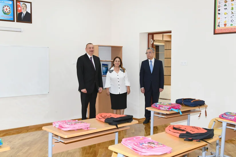 Prezident İlham Əliyev 101 nömrəli məktəbin əsaslı təmir və yenidənqurmadan sonrakı vəziyyəti ilə tanış olub - YENİLƏNİB