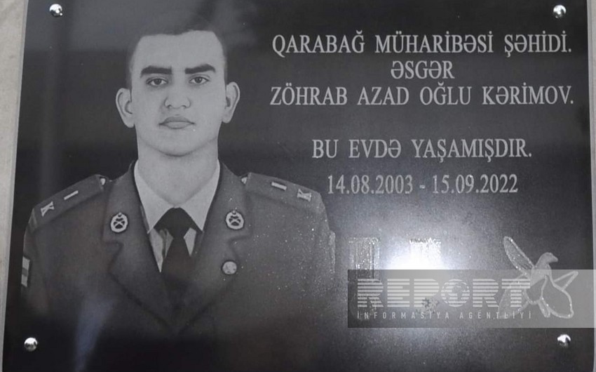 Biləsuvarda şəhidin xatirə lövhəsinin açılışı olub