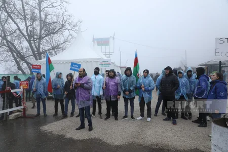 Акция на дороге Ханкенди-Лачын продолжается, несмотря на снег