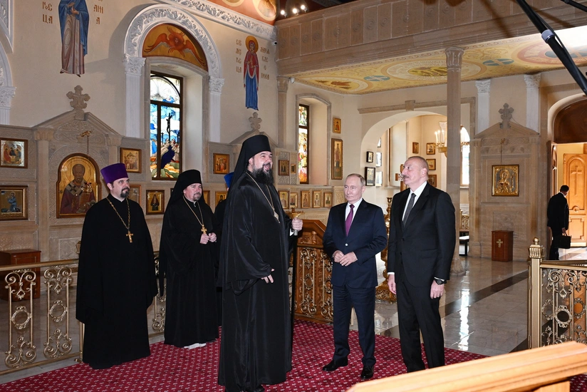 Azərbaycan və Rusiya prezidentləri Müqəddəs Mürdaşıyan Zənənlər Kafedralında olublar