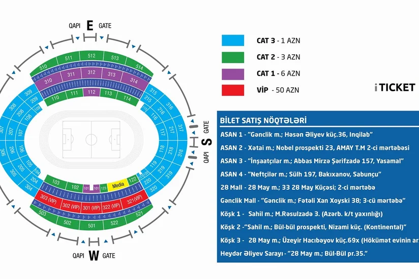 Azərbaycan-Çexiya oyununun biletləri satışa çıxarılıb