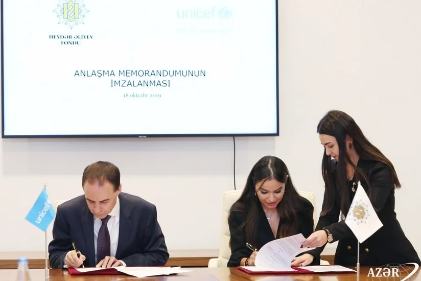 Heydər Əliyev Fondu ilə UNİSEF arasında Anlaşma Memorandumu imzalanıb