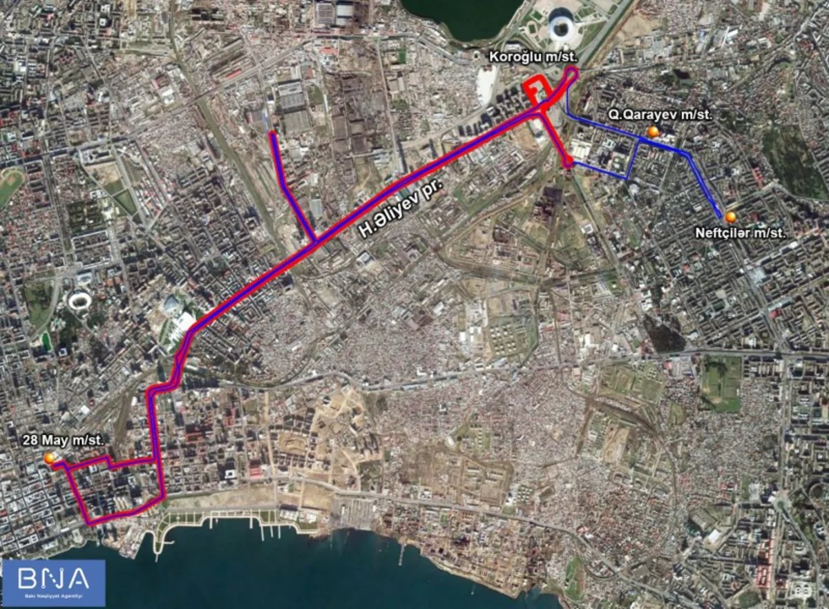 Paytaxtda 1 nömrəli avtobusların son dayanacaq məntəqəsi dəyişdirilib