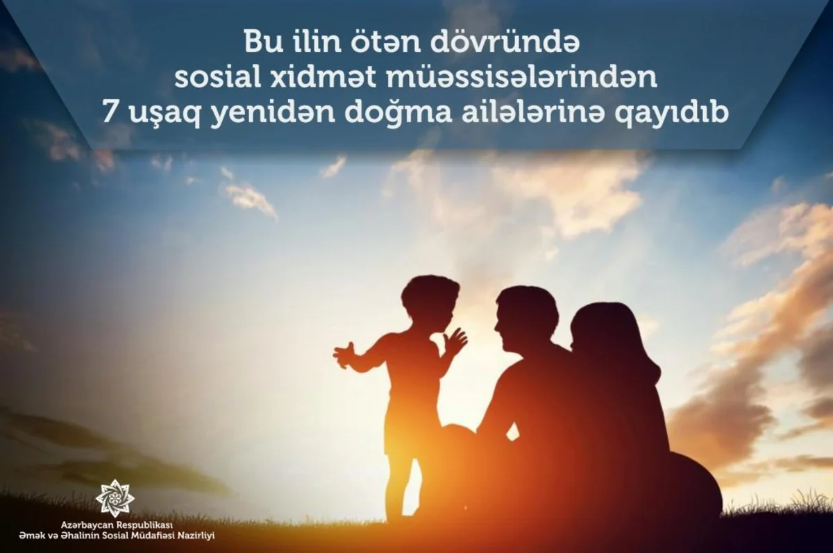 Bu il sosial xidmət müəssisələrindən 7 uşaq yenidən doğma ailələrinə qayıdıb