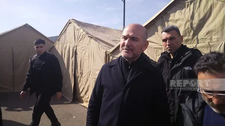 Turkish interior minister visits base point of Azerbaijani rescuers