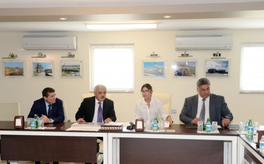 Azərbaycanın birinci xanımı Bakı Olimpiya Stadionunda həyata keçirilən işlərin gedişi ilə tanış olub