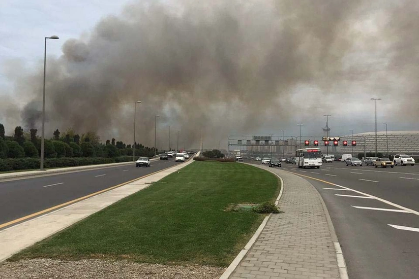 Bakı Olimpiya Stadionunun yaxınlığındakı yanğın söndürülüb