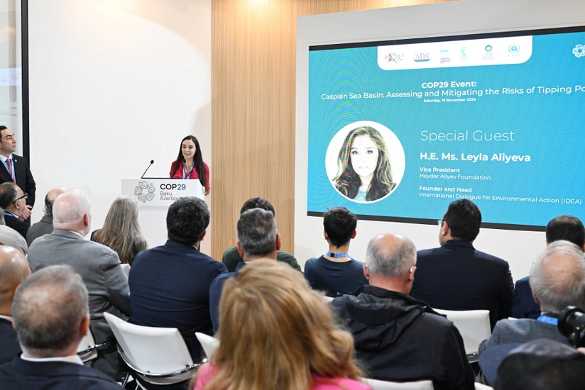 Leyla Aliyeva attends roundtable discussions on protection of Caspian Sea