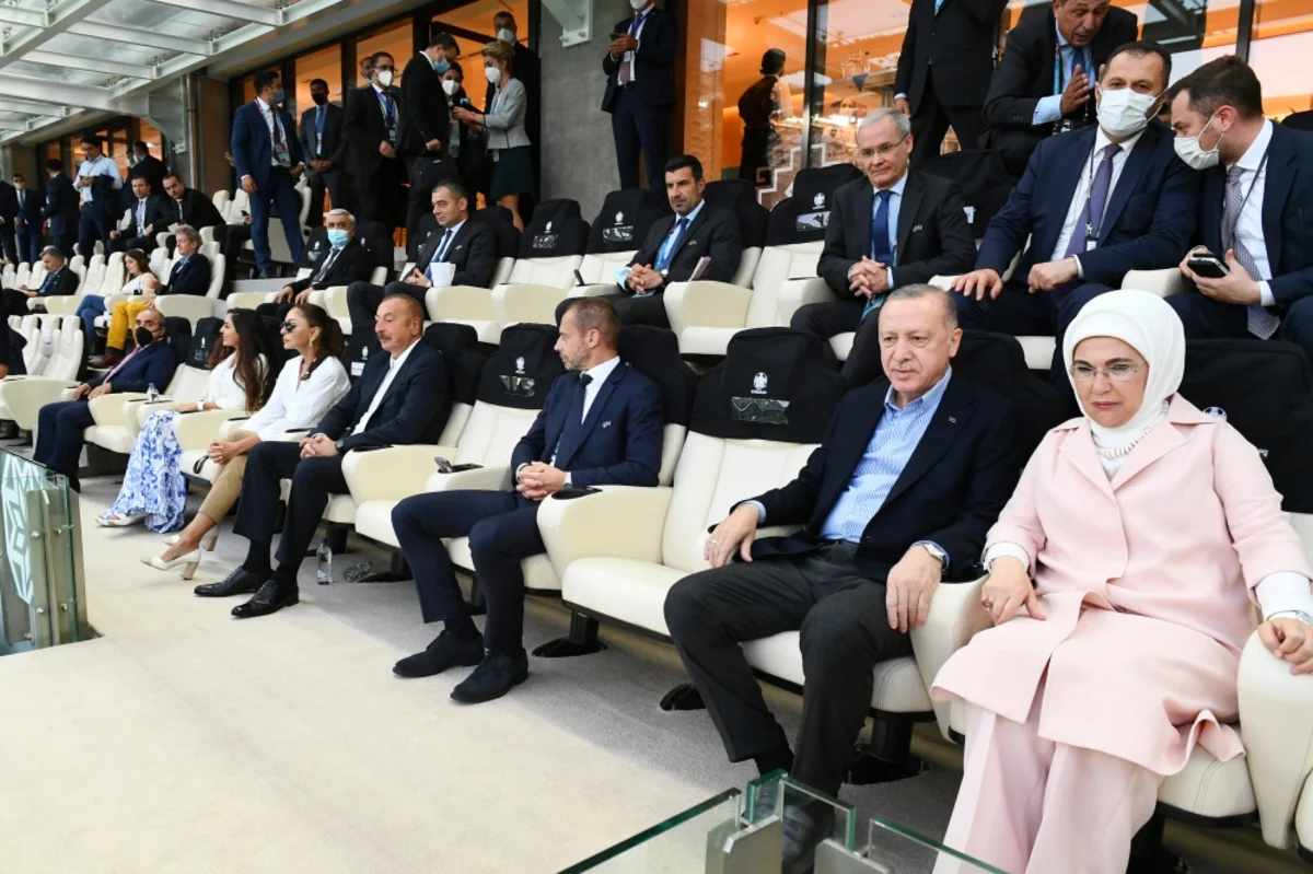 Ilham Aliyev, Recep Tayyip Erdogan watching Turkish national team’s game