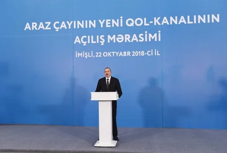 Prezident İmişlidə Araz çayının yeni qol-kanalının açılış mərasimində iştirak edib - ƏLAVƏ OLUNUB