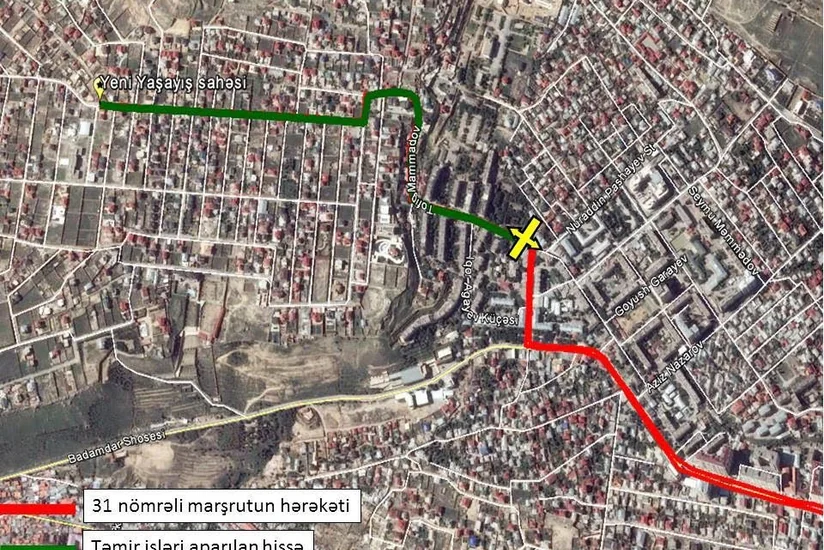 Bakıda 31 nömrəli avtobus marşrutunun hərəkət trayektoriyası dəyişib