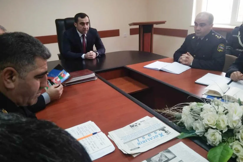 Göygöl Rayon Polis Şöbəsində Xocalı faciəsinin 27-ci ildönümü münasibətilə tədbir keçirilib - FOTO