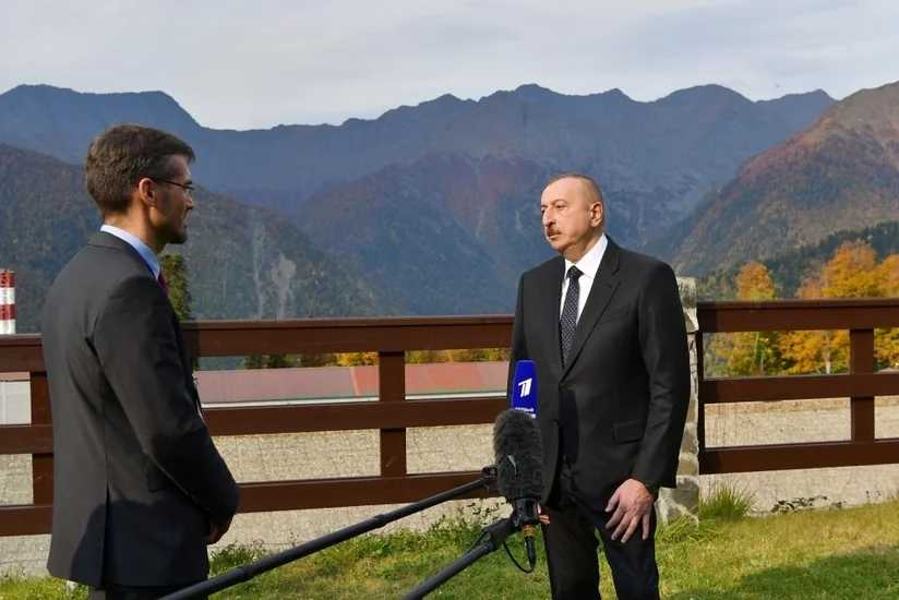 Интервью президента Азербайджана Ильхама Алиева телеканалам Россия и Первый - ФОТО