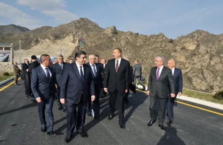 President Ilham Aliyev attended the opening of Shamkirchay water reservoir