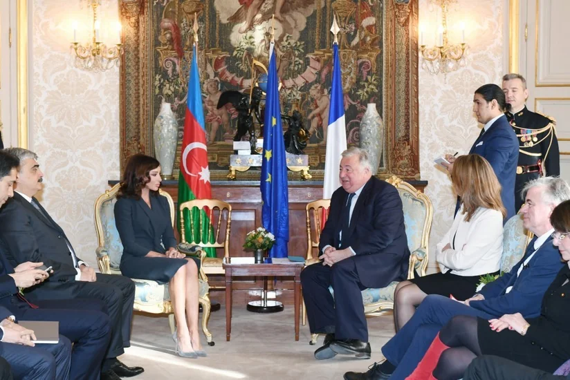 Birinci vitse-prezident Mehriban Əliyeva Fransa Senatının sədri ilə görüşüb