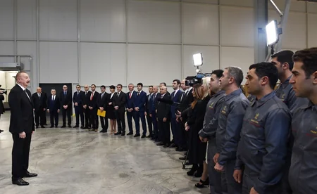 Prezident Sumqayıt Kimya Sənaye Parkında tütün məmulatları istehsalı fabrikinin açılışında iştirak edib