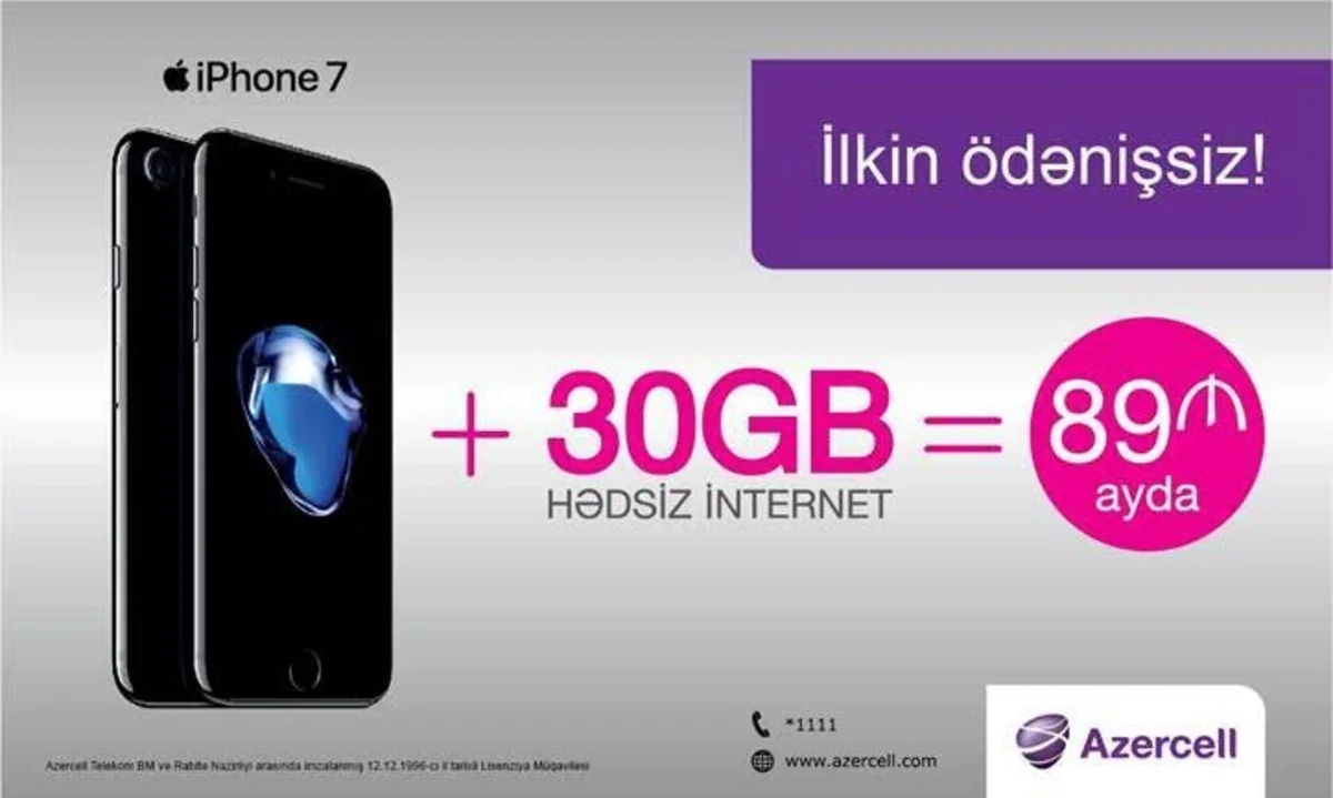 Azercell ayda 89 manat ödəməklə ilkin ödənişsiz iPhone təklif edir