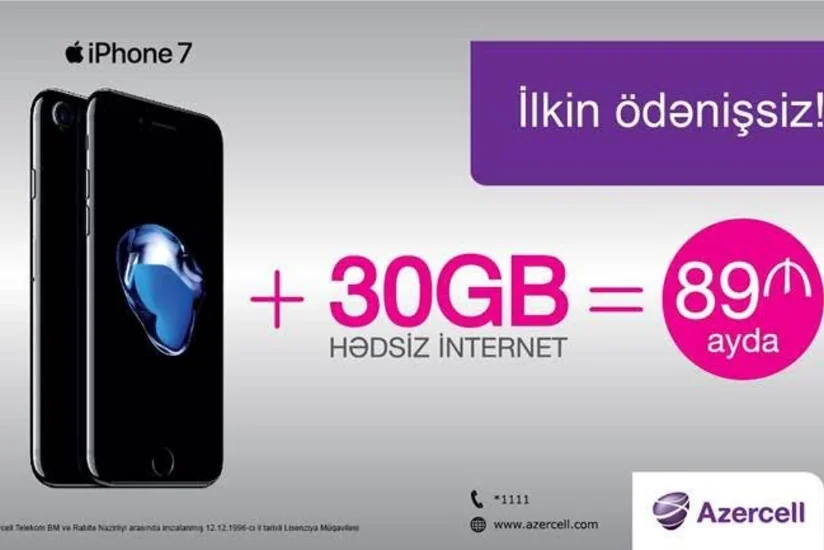 Azercell ayda 89 manat ödəməklə ilkin ödənişsiz iPhone təklif edir