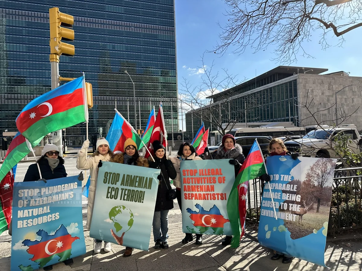 Nyu-Yorkda soydaşlarımız BMT-nin qarşısında Azərbaycan ekoloqlarına dəstək aksiyası keçirib