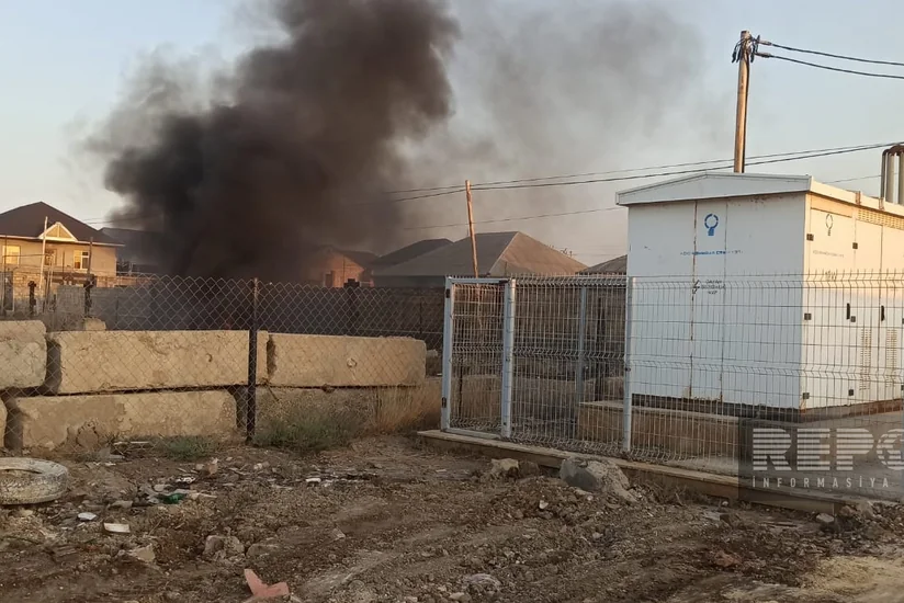 В Сумгайыте произошел пожар недалеко от подстанции Азеришыг