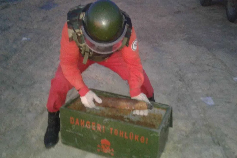 Mingəçevir su anbarının yaxınlığında top mərmisi aşkarlanıb