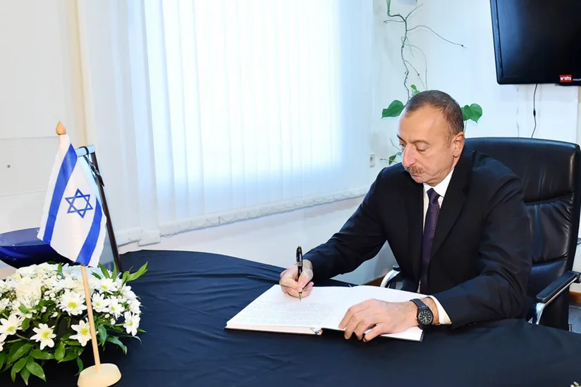 Azerbaijani President Ilham Aliyev visited Israeli Embassy due to the death of Shimon Peres