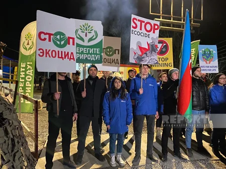 Акция протеста на дороге Ханкенди-Лачын продолжается и в вечерние часы