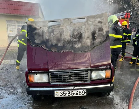 В Газахе сгорел автомобиль