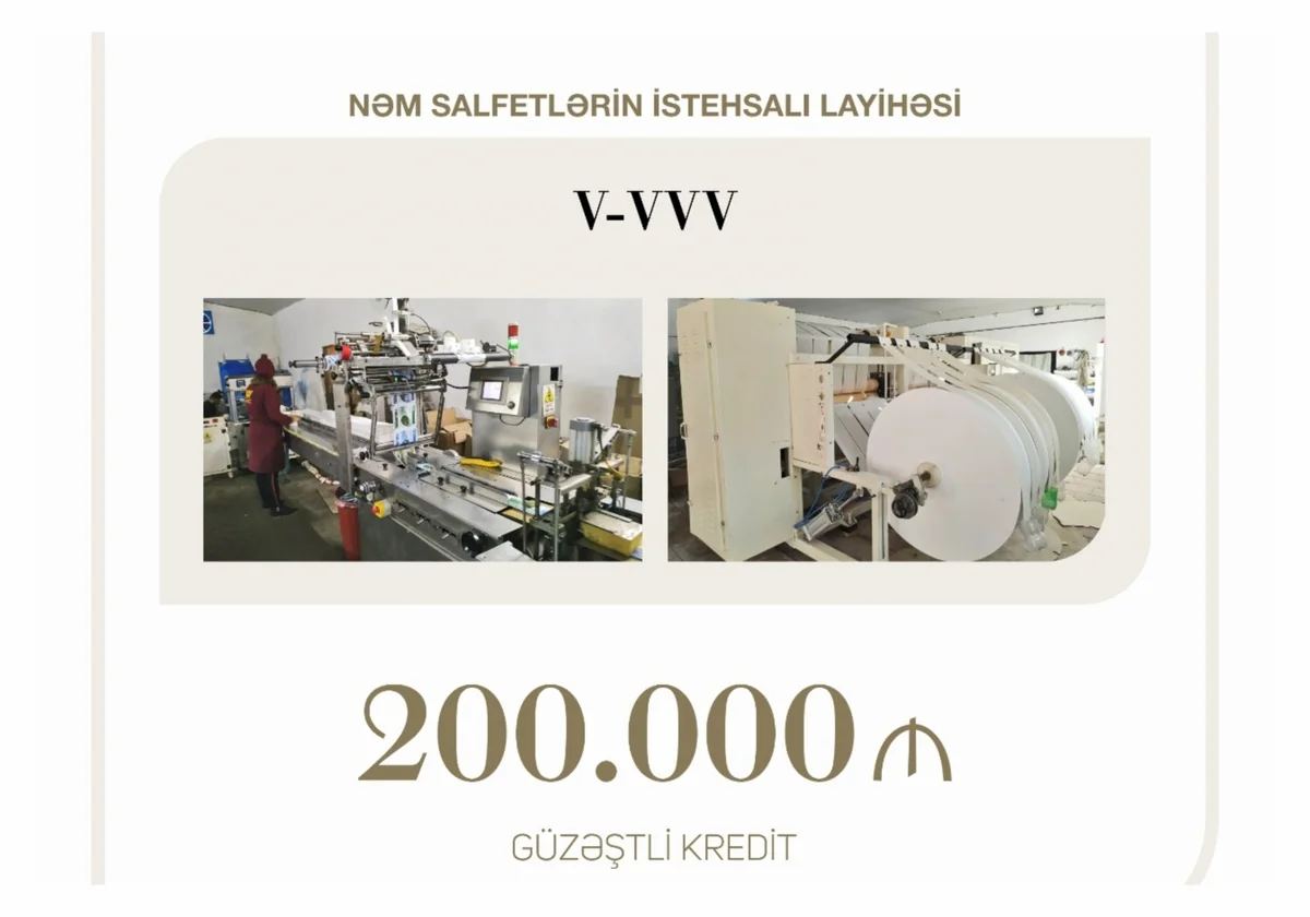 Azərbaycanda nəm salfet istehsalı üçün 200 min manat güzəştli kredit verilib