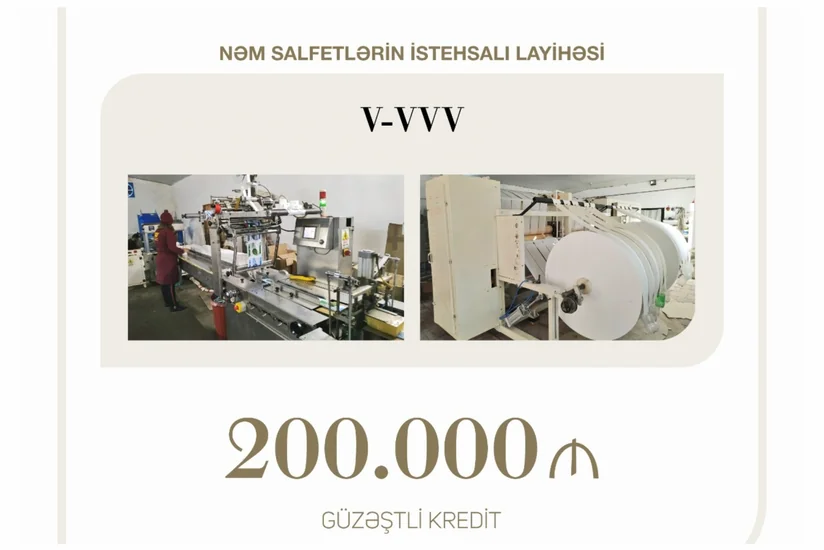 В Азербайджане выдан льготный кредит в размере 200 тыс. манатов на производство влажных салфеток