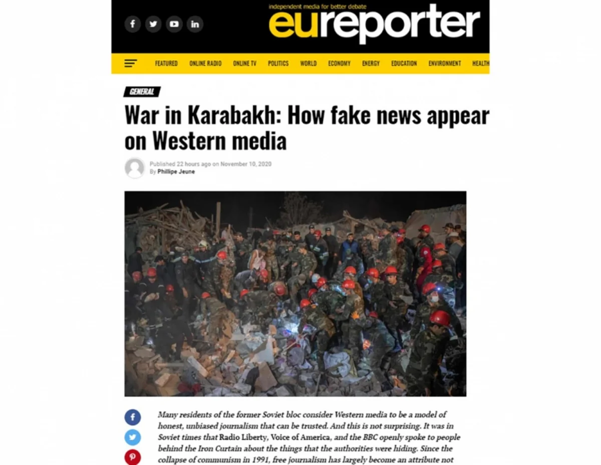 “EU Reporter”: Qarabağ müharibəsi: Qərb mediasında feyk xəbərlər necə yayılır