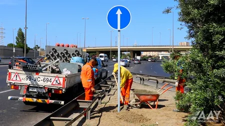 Bakıda bəzi yollarda xətlənmə işləri aparılır