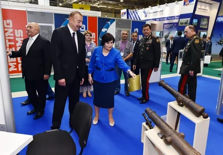 President Ilham Aliyev views 3rd Azerbaijan International Defense Exhibition ADEX 2018