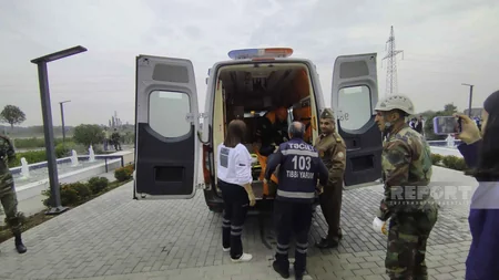 FHN Lənkəran “ASAN Xidmət”də mülki müdafiə təlimi keçirib