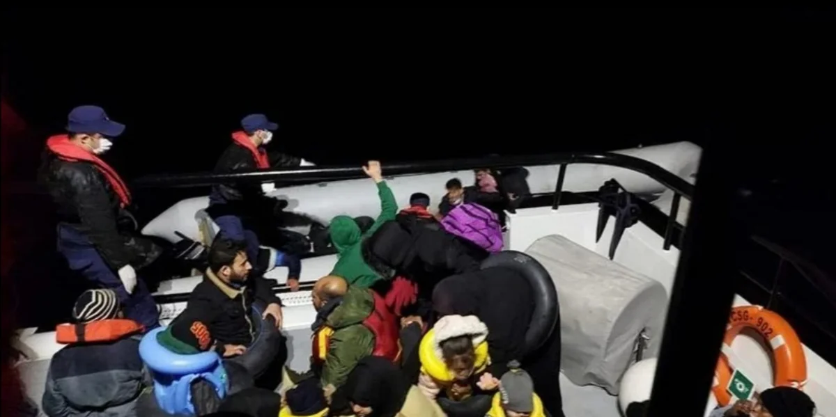 Turkish coast guard rescues dozens of migrants