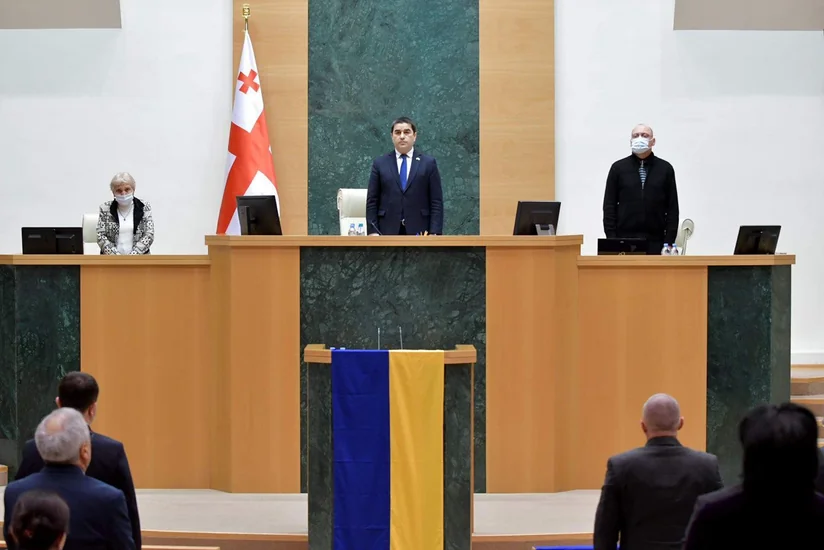 Ukrainian national anthem played at Georgian parliament 