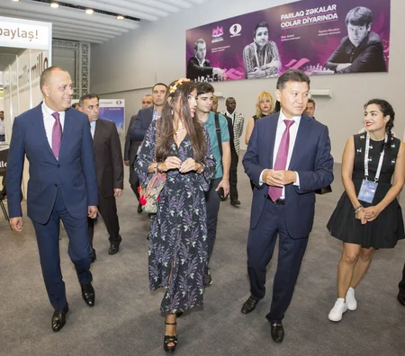 Leyla Əliyeva Bakı Şahmat Olimpiadasının VIII turunun oyunlarını izləyib