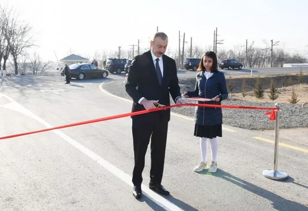 Ağstafada bərpa olunan avtomobil yolu istifadəyə verilib - YENİLƏNİB