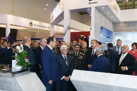 President Ilham Aliyev views 3rd Azerbaijan International Defense Exhibition ADEX 2018