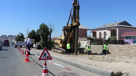 Sabunçuda yerüstü piyada keçidi inşa olunur - FOTO - VİDEO