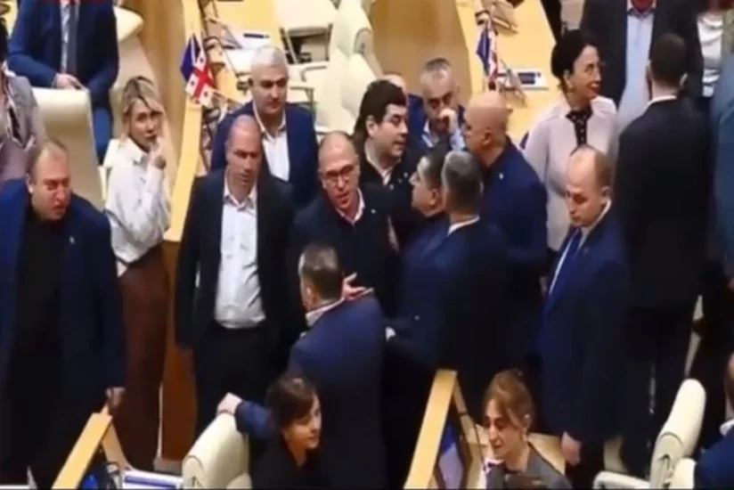 Gürcüstan parlamentində deputatlar arasında dava düşüb