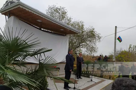 Biləsuvarda Vətən müharibəsi şəhidinin xatirə abidəsinin açılışı olub