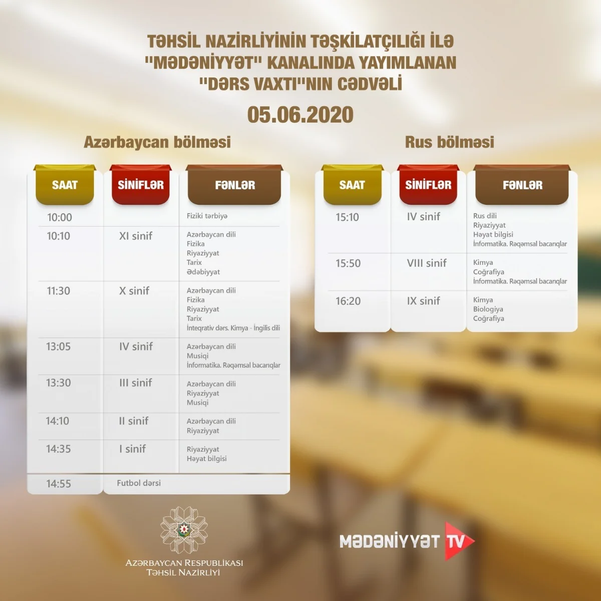 Расписание телеуроков на 5 июня