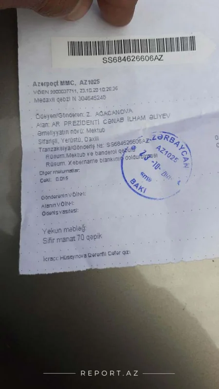 8 yaşlı Zəminədən Prezidentə: “Sizdən yeni-yeni yaxşı xəbərlər gözləyirik”
