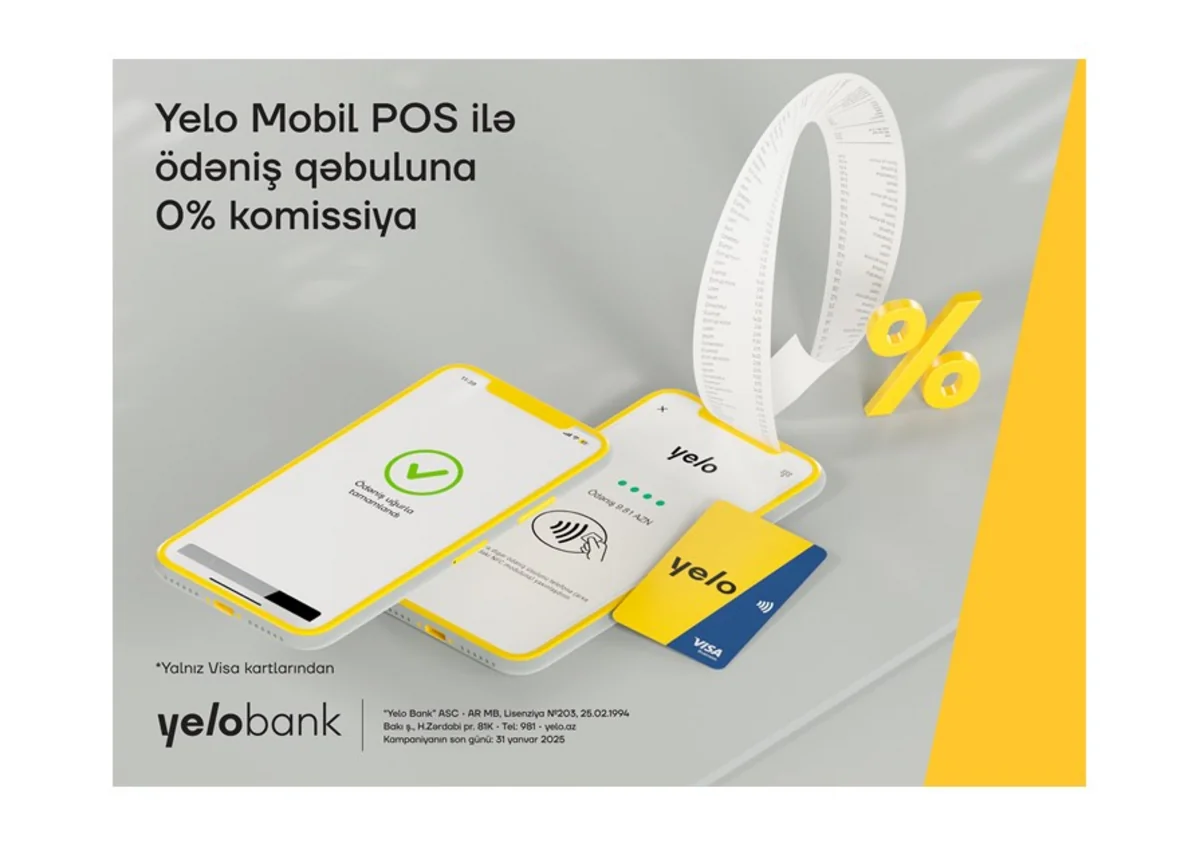 Yelo Mobil POS ilə komissiyasız ödəniş qəbulu hələ də qüvvədədir!